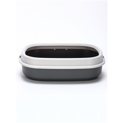 Лоток для кошек Фур-Мур 48×35.5 см с бортом + совок, Soft-touch. смокки