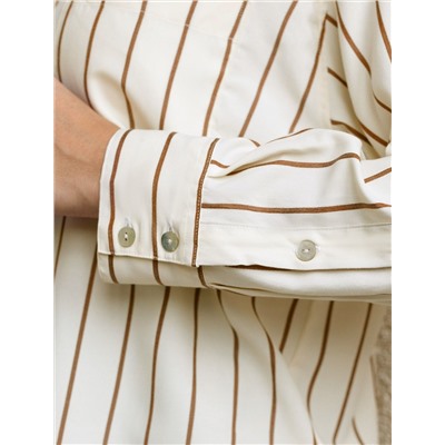 Блузка в полоску свободного силуэта с карманом из эластичного хлопка