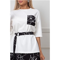 Бело-чёрный костюм с длинной юбкой Дарьяна №3