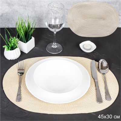 Салфетка для стола овальная 4 штуки /уп 6/300/ 30х45 см бежевая