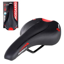 Седло велосипедное MTB COMIRON VINGEGAARD M049 270X140, Технологии: DW, ED. Верх: PU принтованный глянец, Цвет: Чёрный+Красный  /уп 40/