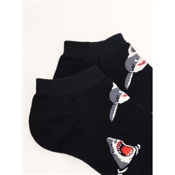 Короткие носки р. 37-44 Акула на чёрном