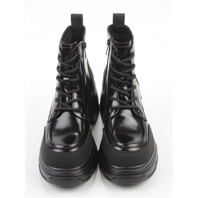 01-F591-1 BLACK Ботинки демисезонные женские (натуральная кожа, искусственная кожа)