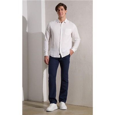 Брюки льняные мужские F211-0854 тёмно-синие