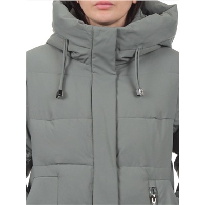 7715 GRAY/GREEN Пальто зимнее женское (200 гр. холлофайбер)