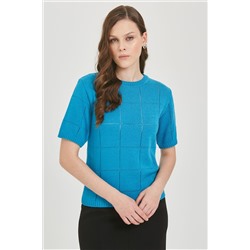 Блуза вязаная голубого цвета