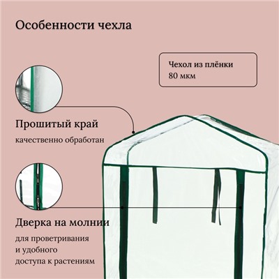 Парник-стеллаж, 3 полки, 110×40×65 см, металлический каркас d=16 мм, чехол плёнка 80 мкм, Greengo