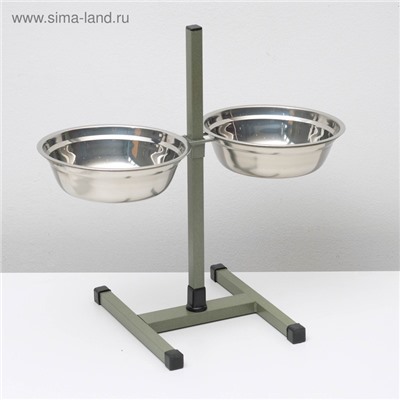 Подставка с мисками, 2×2 л, высота 50 см, разборная, зелёная
