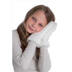 Варежки детские меховые ваниль