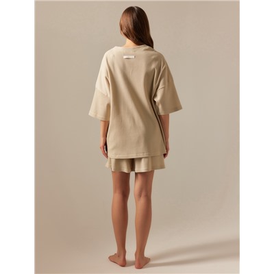 Пижама женская (рубашка, шорты) SL HOME Soft Home, бежевая