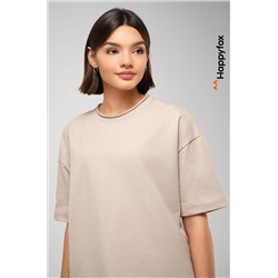 Женская футболка оверсайз из футера двухнитки Happyfox