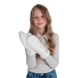 Варежки детские меховые ваниль