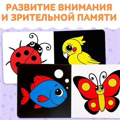 Книги картонные «Контрастные и чёрно-белые картинки для новорожденных», набор 3 шт. по 10 стр.