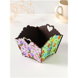 Конфетница квадратная или подставка под кулич «Пасха». 10×13×13.5 см