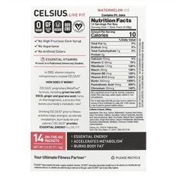 Celsius, Live Fit, арбузный лед, 14 упаковок, готовых к употреблению, по 5,08 г (0,18 унции)