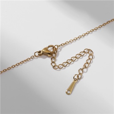 Кулон «Сердце» крылатое, белый в золоте, 40 см