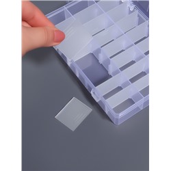 Органайзер для хранения мелочей, передвижные ячейки, 24 ячейки, 19.5×13.5×3.5 см, прозрачный