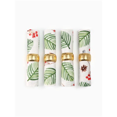 Набор салфеток сервировочных «Этель», 40×40 см - 4 шт., с декоративными кольцами, 100% хлопок, саржа 190 г/м²