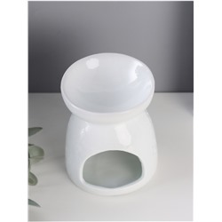 Аромалампа для эфирных масел «Голова Будды», керамика, белый, 8×8×9.3 см