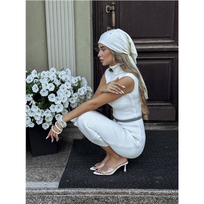 Косынка вязаная мериносовая, Белый