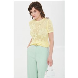 Джемпер вязаный жёлтого цвета с короткими рукавами