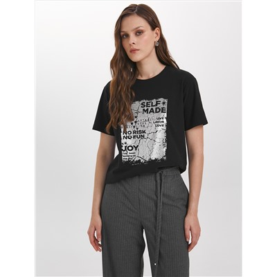 Футболка чёрная с принтом