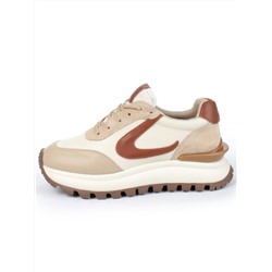05-A606-2 BEIGE BROWN Кроссовки женские (натуральная кожа, натуральная замша)
