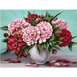Алмазная мозаика с полным заполнением на подрамнике «Пионы», 30 x 40 см