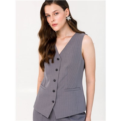 Жилет тёмно-серый в полоску