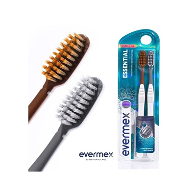 Зубная щётка Evermex Essential, средней жёсткости, 2 шт.