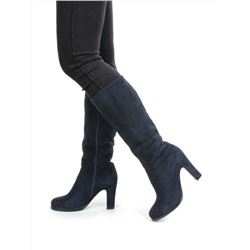 02-F65-011M DARK BLUE Сапоги зимние женские (натуральная замша, натуральный мех (полностью))