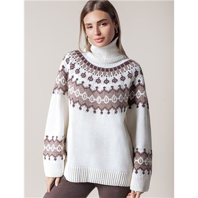 Джемпер фактурной вязки из хлопка с акрилом