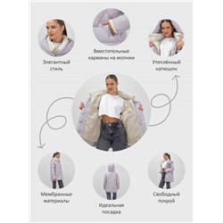 Куртка женская зимняя с капюшоном большого размера фиолетового цвета 1170F