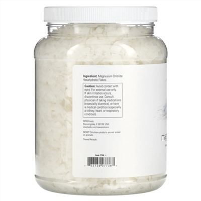 NOW Foods, Solutions, магниевые хлопья, 100 % чистоты, 1531 г (3,37 фунта)