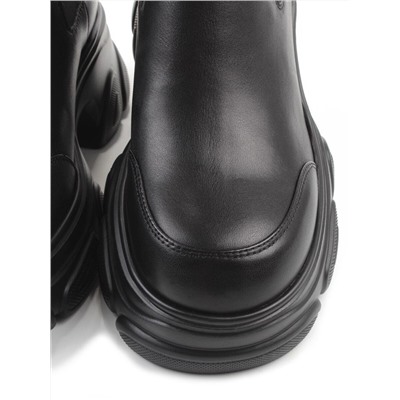 01-H23B-40A BLACK Ботинки демисезонные женские (натуральная кожа, байка)