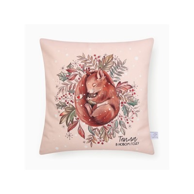 Наволочка декоративная новогодняя «Этель. Белочка» 40×40 см, велюр