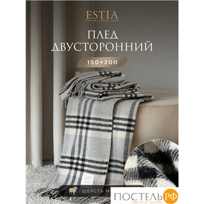 Estia  СТАТТЕ Плед черн-сер 150х200/10х2 см, 1 пр, 100% шерсть , 350 гр/м2