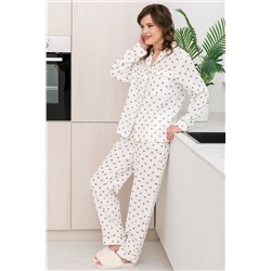 Брюки белые в сердечко с карманами