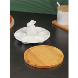 Подставка для яиц 6 ячеек BellaTenero «Зайка», 16.5×9.5 см, фарфор, белая