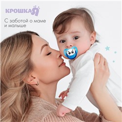 Соска - пустышка силиконовая ортодонтическая «Панда», от 3 мес., цвет голубой