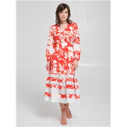 Платье макси красное с кружевом