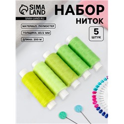 Нитки «Лаймовый пирог», 40/2, 200 м, набор 5 шт., разноцветные