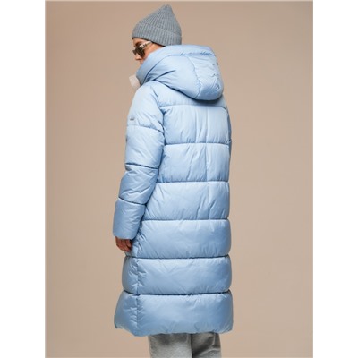 Пуховик женский серо-голубой