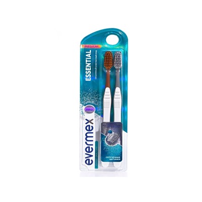 Зубная щётка Evermex Essential, средней жёсткости, 2 шт.