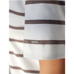 Свободная футболка в широкую полоску с принтом из премиального хлопка с эластаном