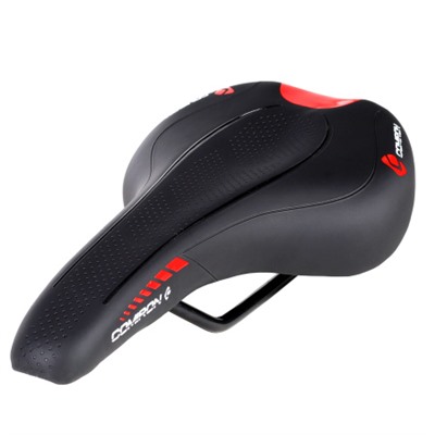 Седло велосипедное MTB COMIRON VINGEGAARD M049 270X140, Технологии: DW, ED. Верх: PU принтованный глянец, Цвет: Чёрный+Красный  /уп 40/
