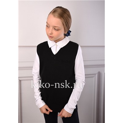88259 Жилет для девочки удлиненный Черный/134