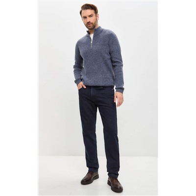 Джинсы мужские утепленные флисом  P121-0152W d.blue