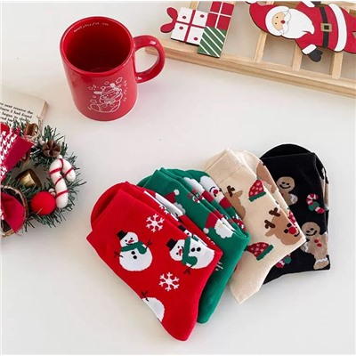 Носочки новогодние НАБОР 4 пары (Размер универсальный 35-40)
