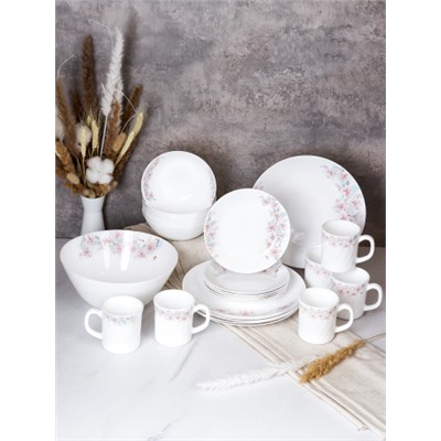 Столовый набор 25 предметов Евро с кружками 270 мл / 19PCS-10072695 (23014) /уп 2/ Нежность